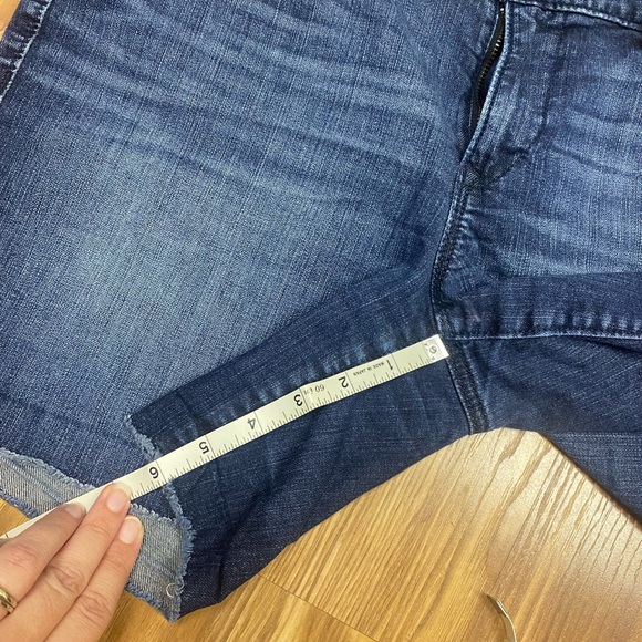 LOFT dark wash denim roll cuff shorts - Picture 2 of 7